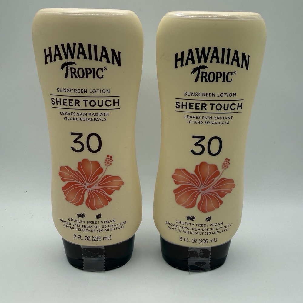 Hawaiian Tropic Sheer Touch SPF 30 Sunscreen Lotion 8oz Duo Exp 2027/2028